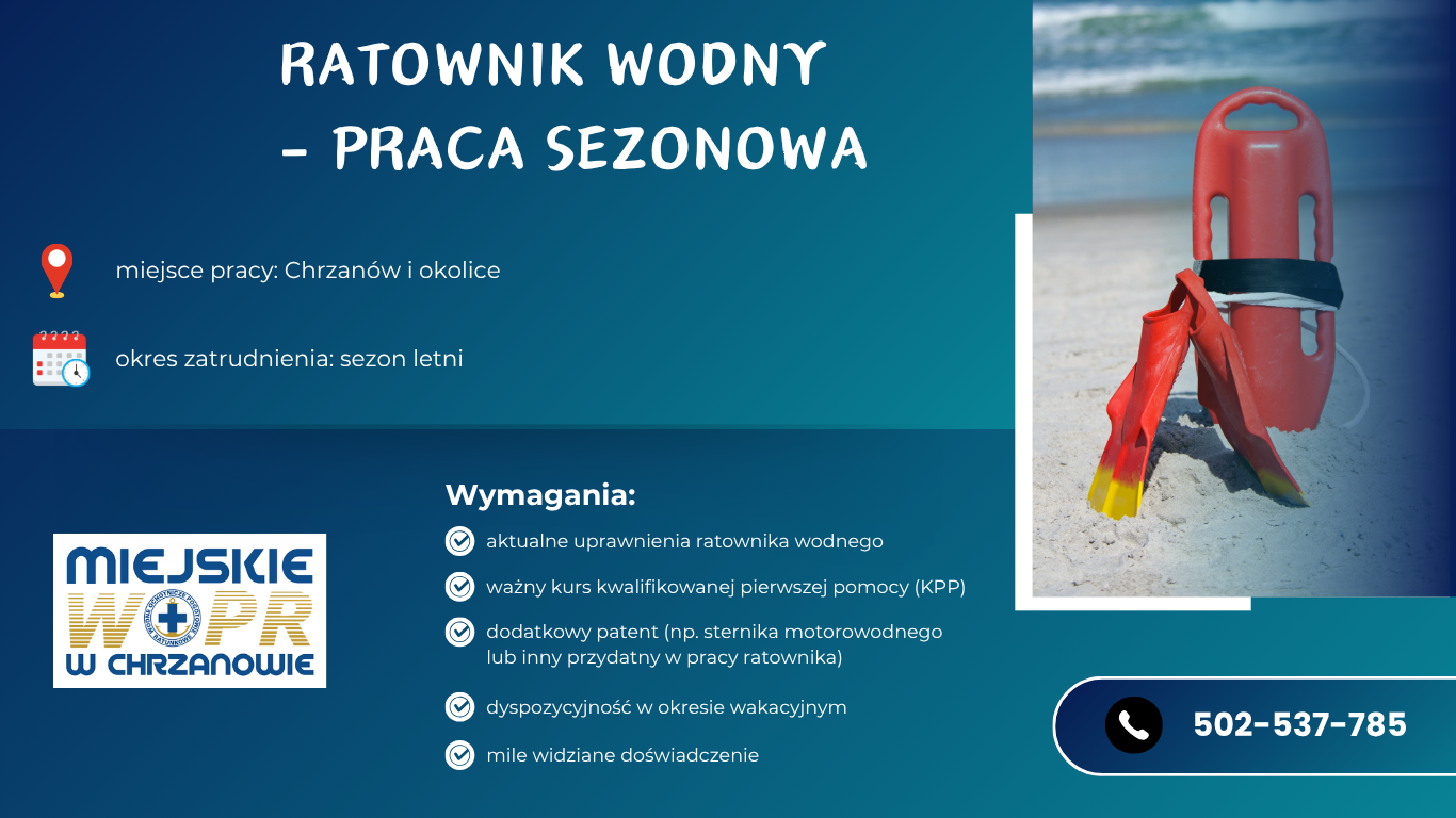 Read more about the article REKRUTUJEMY – RATOWNIK WODNY
